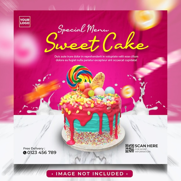 sweet cake special menu social media instagram post feed banner template