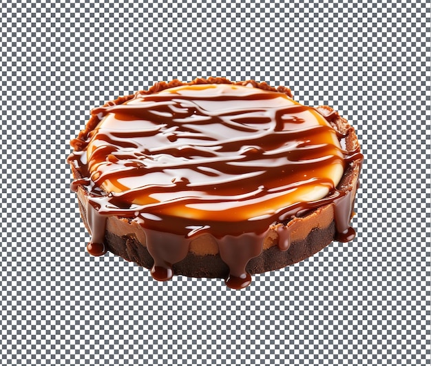 sweet Caramel Cheesecake Tart isolated on transparent background