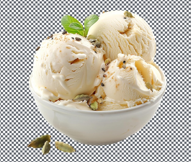 PSD sweet cardamom ice cream isolated on transparent background