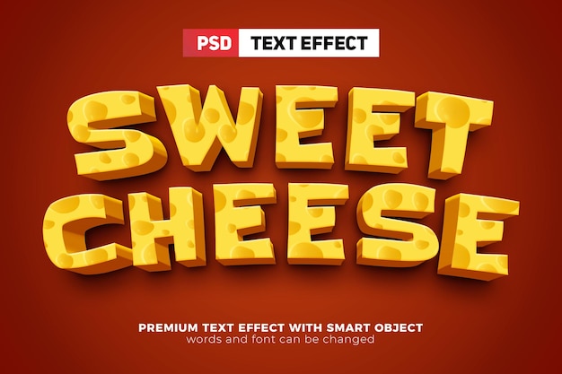 Sweet cheese Logo template 3D editable text effect mock up