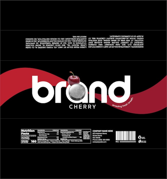 PSD sweet cherry flavor candygum packaging designs