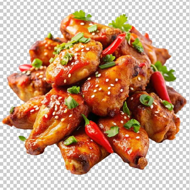 PSD sweet chili chicken wings on transparent background