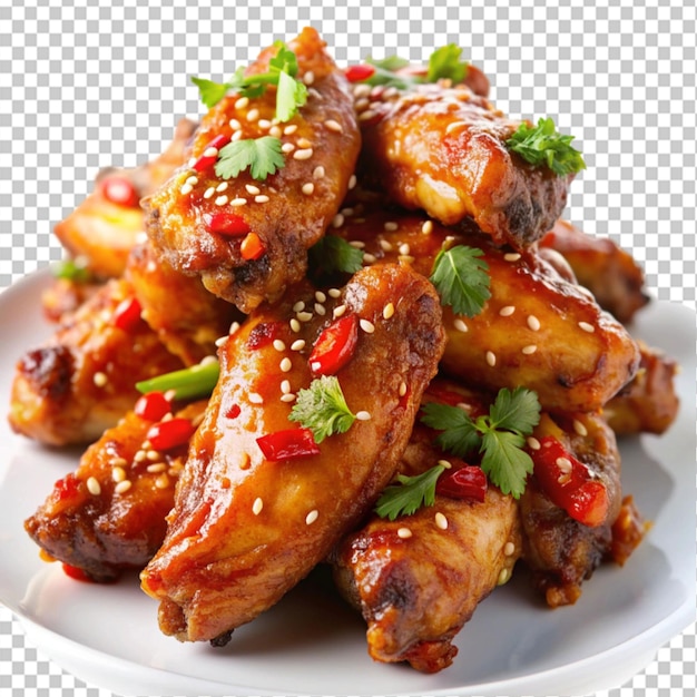 PSD sweet chili chicken wings on transparent background