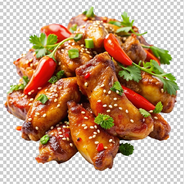 PSD sweet chili chicken wings on transparent background