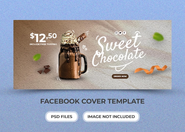 Sweet chocolate drink web banner and facebook cover template premium psd