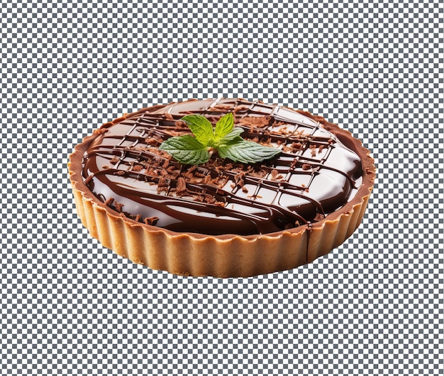 PSD sweet chocolate ganache tart isolated on transparent background