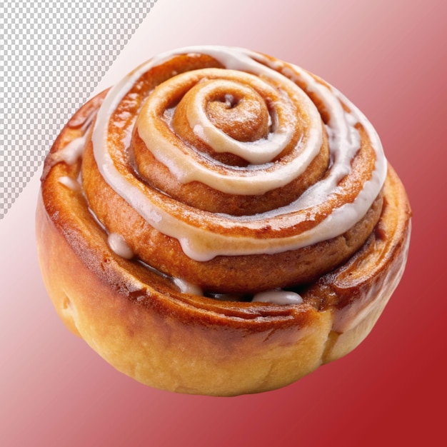 PSD sweet cinnamon bun roll isolated on transparent background