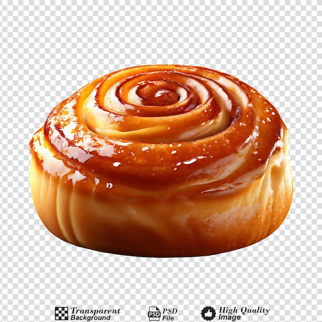 sweet cinnamon bun roll isolated on transparent background