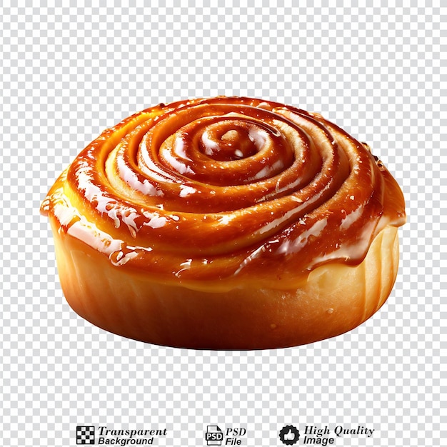 sweet cinnamon bun roll isolated on transparent background