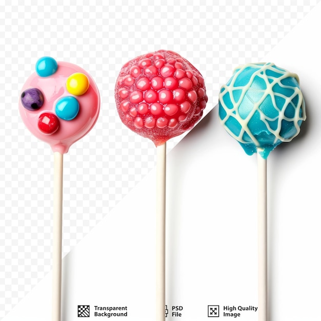 Sweet colorful lollipops with berries on white isolated background