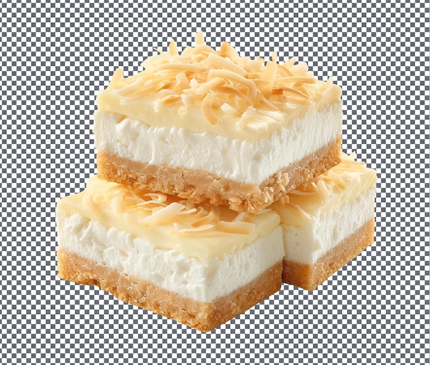 Sweet Comorian Coconut Cream Pie Bars isolated on transparent background