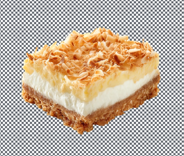 Sweet Comorian Coconut Cream Pie Bars isolated on transparent background