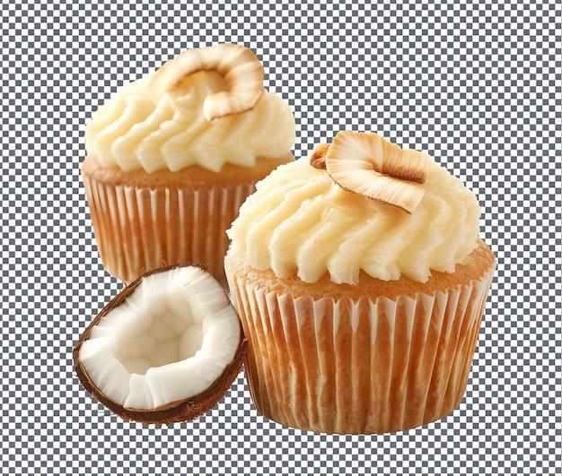 PSD sweet comorian coconut cupcakes isolated on transparent background