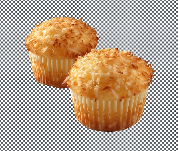 PSD sweet comorian coconut cupcakes isolated on transparent background