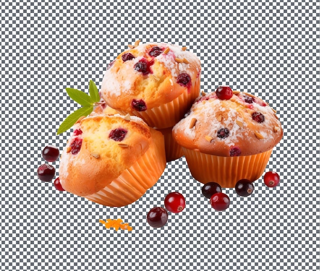 sweet Cranberry Muffins isolated on transparent background