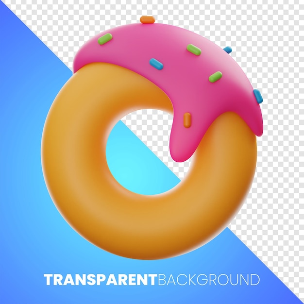 sweet donut food and drink icon 3d rendering on isolated background