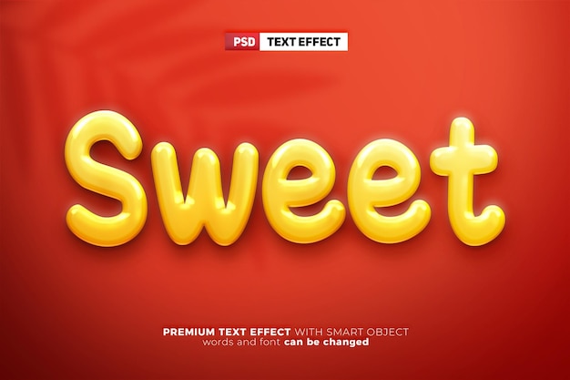 Sweet glossy yellow 3d editable text effect style mock up