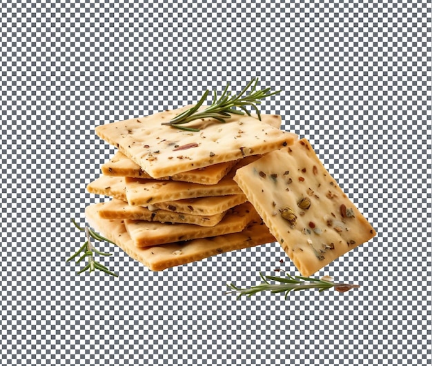 sweet Herb and Garlic Crackers isolated on transparent background