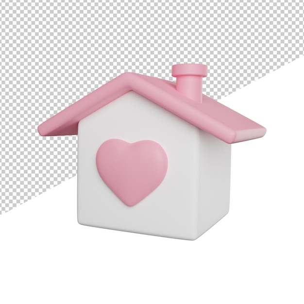 Sweet Home Happy side view 3d rendering icon illustration on trasnparent background