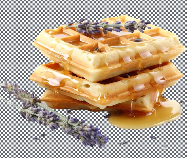 PSD sweet honey lavender waffle isolated on transparent background