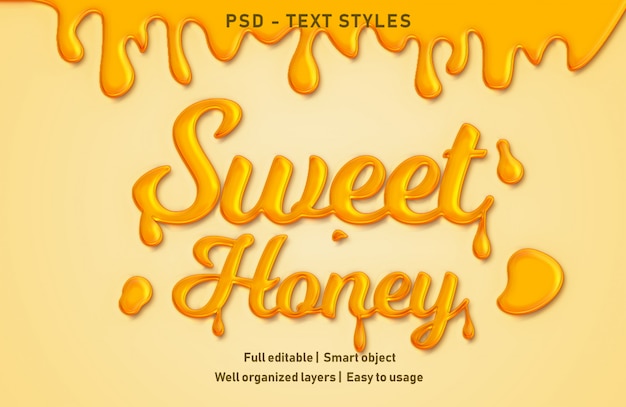 sweet honey text effects style editable psd