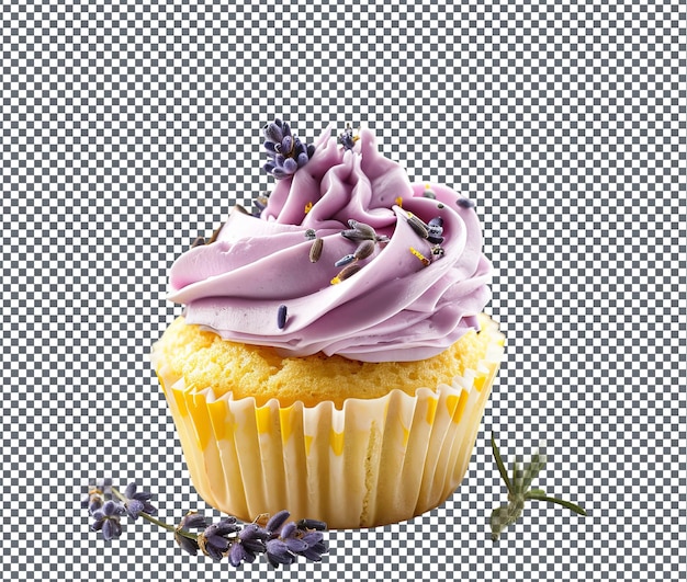 PSD sweet lavender lemon cupcakes isolated on transparent background