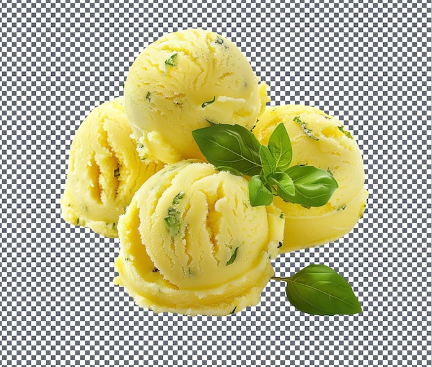 PSD sweet lemon basil sorbet isolated on transparent background