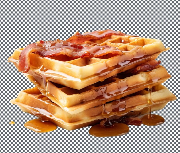 PSD sweet maple bacon waffle isolated on transparent background