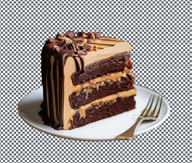 Sweet Peanut Butter Chocolate Cake isolated on transparent background