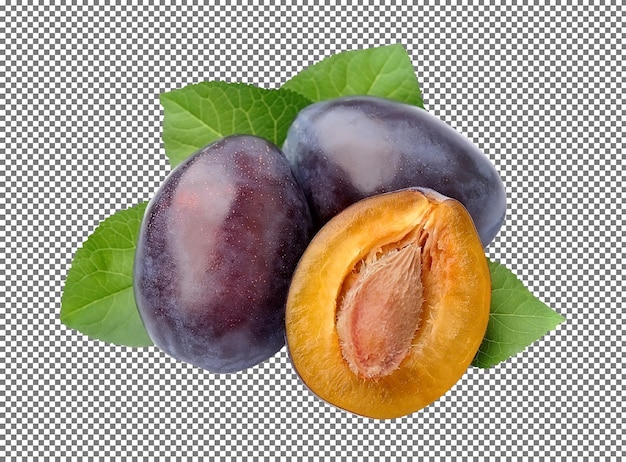 PSD sweet plums with leaves