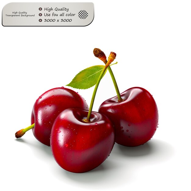 Sweet and Slightly Tart Reminiscent of Fresh Cherries Isolated on transparent background