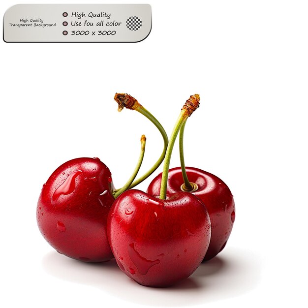 Sweet and Slightly Tart Reminiscent of Fresh Cherries Isolated on transparent background