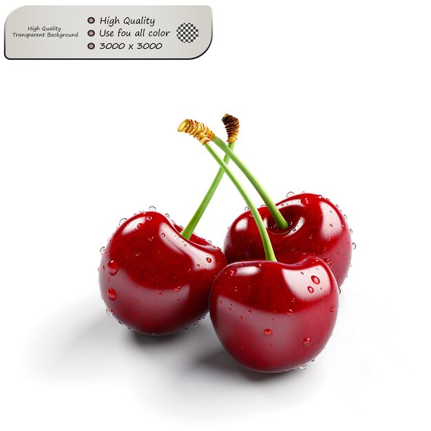 Sweet and Slightly Tart Reminiscent of Fresh Cherries Isolated on transparent background