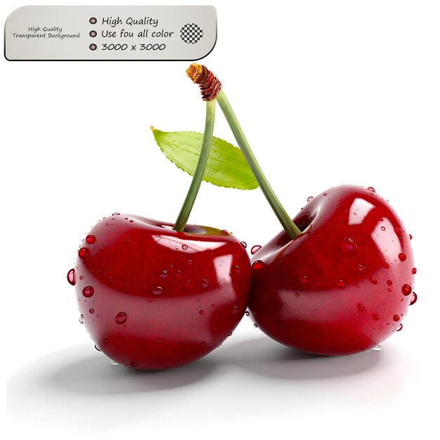 Sweet and Slightly Tart Reminiscent of Fresh Cherries Isolated on transparent background