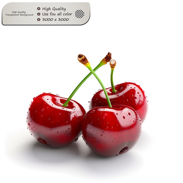 PSD sweet and slightly tart reminiscent of fresh cherries isolated on transparent background