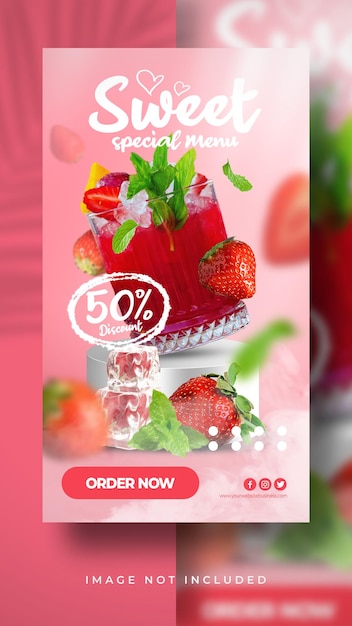 PSD sweet special menu fresh fruit promotion social media instagram post stories banner template