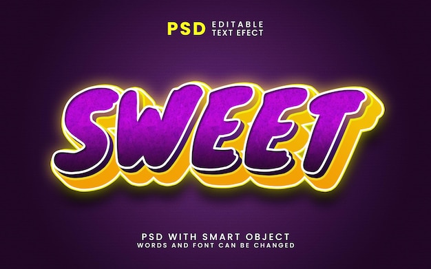 Sweet sugar candy 3d editable text effect template