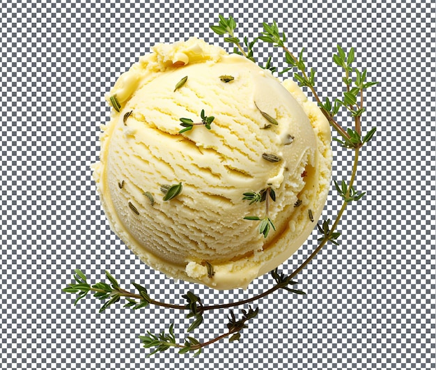 PSD sweet thyme honey ice cream isolated on transparent background