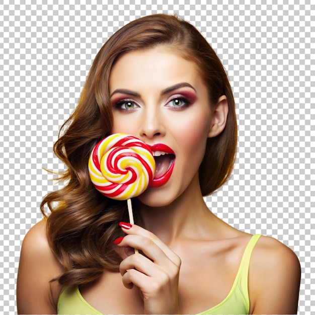 PSD sweet young girl with lollipop