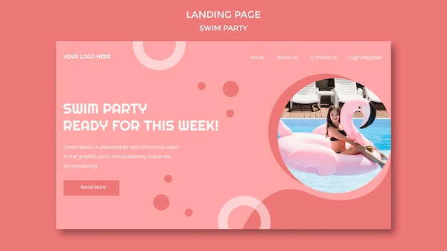 Swim party landing page template