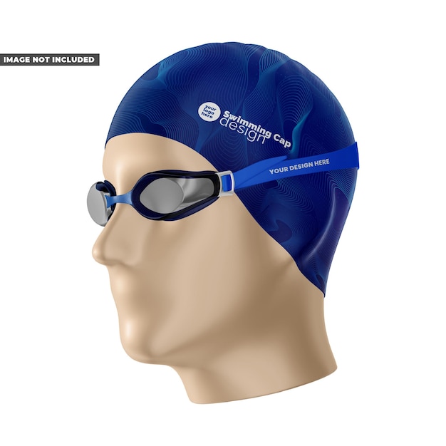 Swimming Cap with Goggles Mockup