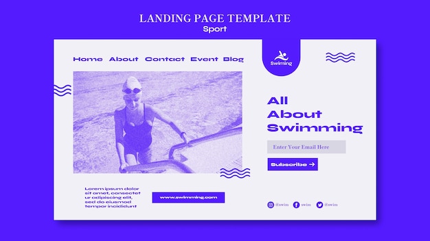 Swimming lesson landing page template