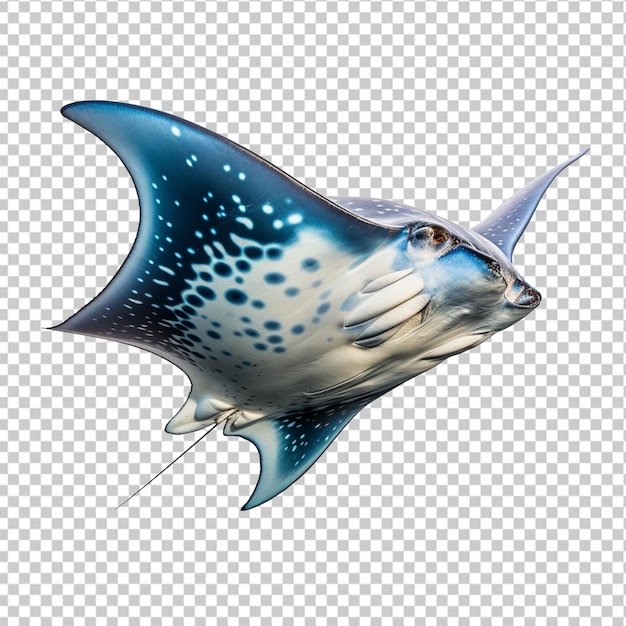 A swimming manta ray isolated on transparent background