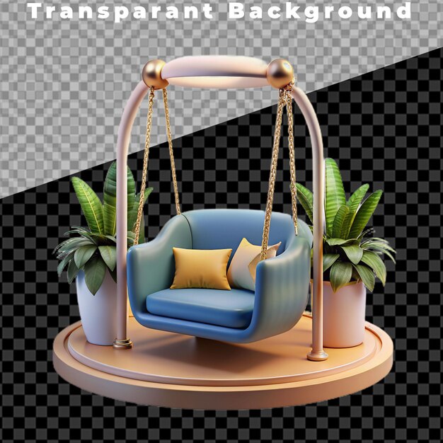 PSD swing chair with canopy isolated on transparent background