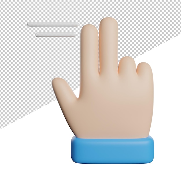 Swipe Finger Gesture front view 3d rendering icon illustration on transparent background