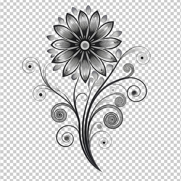 swirl flower silhouette on transparent background