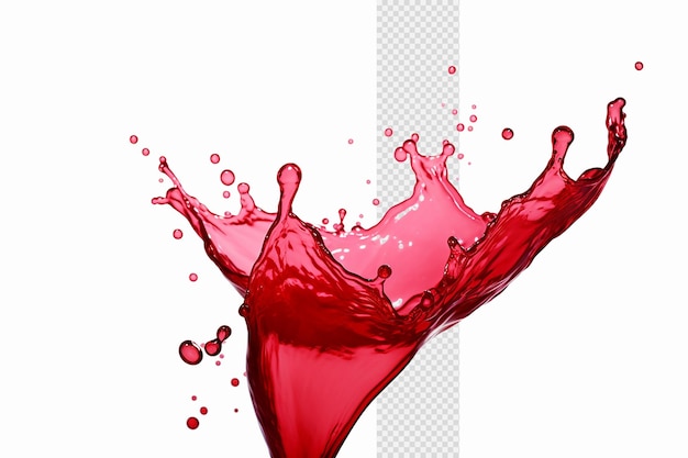 Swirl red wine or juice wave flow with drops isolated liquid splash on Transparent background