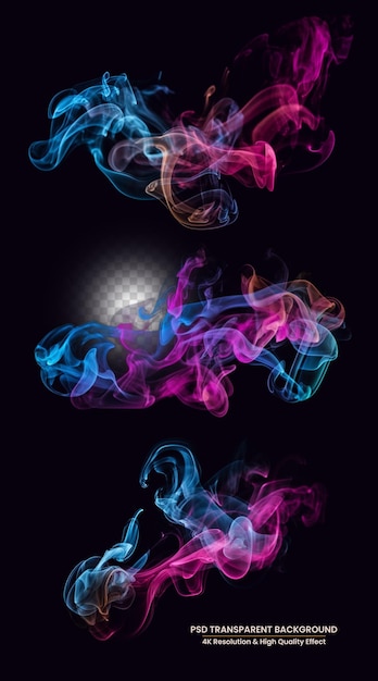 Swirling neon multicolored vape smoke puff cloud design