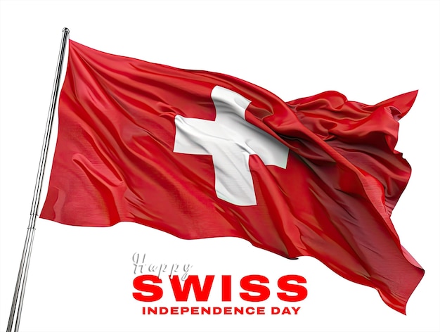 PSD swiss flag with swiss independence day written underneath