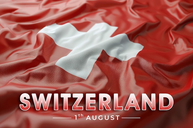 PSD swiss independence day poster with flag